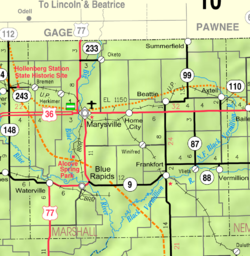 KDOT map of Marshall County (legend)