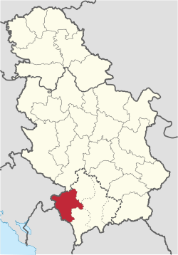 Location of Peć District (Kosovo) in Serbia