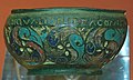 Image 44The Staffordshire Moorlands Pan – an enamelled cooking and serving vessel, engraved with the names of four Hadrian's Wall forts sited in Cumbria (2nd century AD). See also the article on the Rudge Cup and Amiens skillet. (from History of Cumbria)