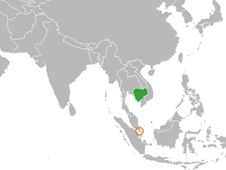 Map indicating locations of Cambodia and Singapore