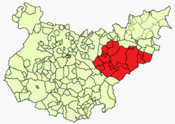 Location of the comarca in the province of Badajoz