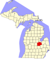 State map highlighting Saginaw County