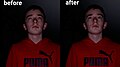 Demonstration of a red eye remover, before and after.