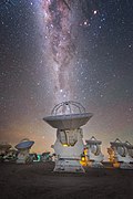 ALMA dishes under the Milky Way
