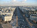 Looking east along the Champs-Élysées from the top of the Arc de Triomphe.