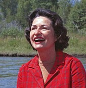 Lady Bird Johnson admires the outdoors in Grand Teton National Park in Wyoming.
