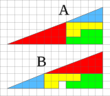Both "total triangles" are in a perfect 13×5 grid; and both the "component triangles", the blue in a 5×2 grid and the red in an 8×3 grid