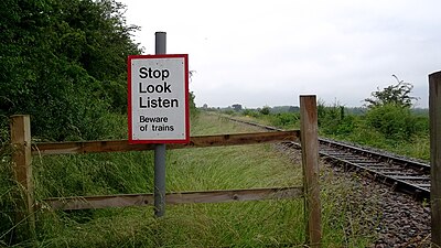 A "stop, look, and listen" sign in Britain