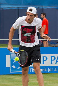 Thanasi Kokkinakis during practice at the Queens Club Aegon Championships in London, England.