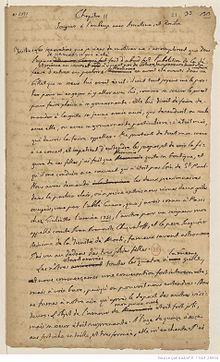 A page from Casanova's manuscript for Histoire de ma vie