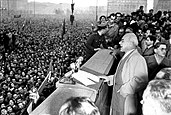 Władysław Gomułka addressing a crowd in 1956