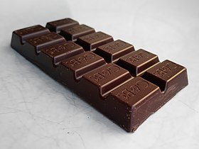 Dark chocolate tablet made of 12 squares