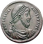 Roman coin with the portrait of Julian, who spent his winters writing in Paris