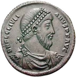 A coin depicting Julian (360–363), made Emperor by his soldiers in Lutetia