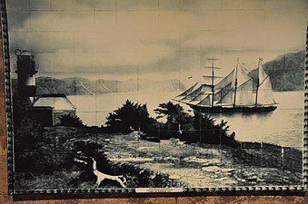 Portuguese Azulejo depicting the arrival of a ship with Port wine cargo in St. John's, Canada, 1892