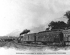 CT&G train approaching Tallahassee in 1895