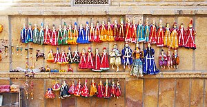 Puppets on sale in the narrow alleys of Jaisalmer Fort