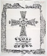 Rubbing of a Nestorian cross at the Temple of the Cross in Fang-shan district, about 30 miles south-west of Beijing, China