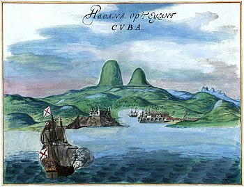 Havana Harbor painting, 1639