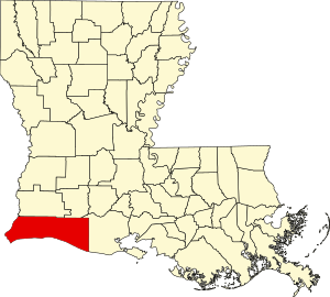 Map of Louisiana highlighting Cameron Parish