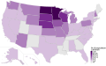 Percent of population Lutheran by state