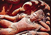 Vishnu reclining on the serpent Shesha (Ananta), Dashavatara Temple 5th century