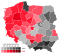 Results of the Sejm election, showing vote strength by electoral district.