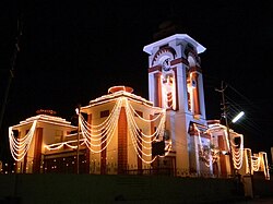 Himatnagar Public Library and Clocktower at night of Swarnim Gujarat Event
