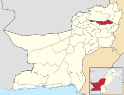 Map of Balochistan with Loralai Division highlighted