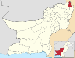 Map of Balochistan with Sherani District highlighted