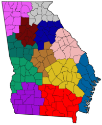 Central Georgia highlighted in brown