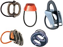 Various types of belay devices