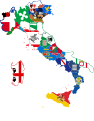 Flag map of Regions of Italy