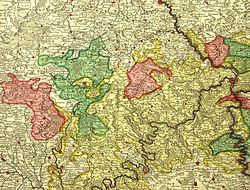 County of Manderscheid (green) on a map from c. 1720