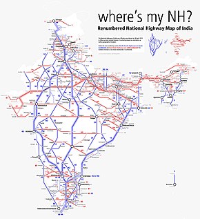 Renumbered National Highways map of India (Schematic).jpg