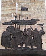 Bronze relief depicting Skanderbeg's armies