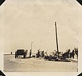 Workers repairing Seawall Boulevard after 1915 Galveston hurricane.