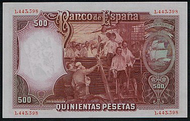 500 peseta, 1931, based on Elias Salaberria's painting.