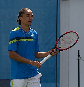 Alexandr Dolgopolov during practice at the Queens Club Aegon Championships in London, England.