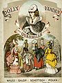 Music sheet cover showing Dolly Varden outfits, 1872.