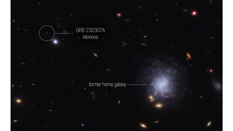 Near-infrared afterglow and host galaxy. Second brightest gamma-ray GRB 230307A burst photographed by Webb, for comparison.