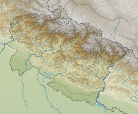 Map showing the location of Jim Corbett National Park