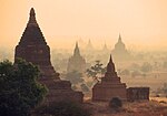 Buddhist pagodas at dawn