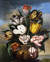 James Sillett, Tulips in a Vase, with a Caterpillar (undated), Norfolk Museums Collections