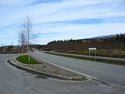 View of E12 highway passing north of Gruben