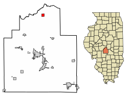 Location of Mount Auburn in Christian County, Illinois.