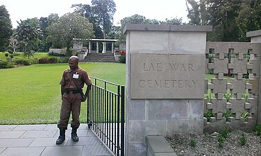 The front gate of the Lae War Cemetery.