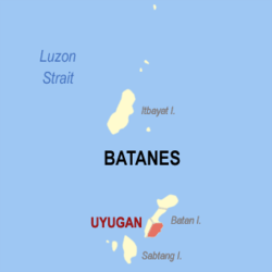 Map of Batanes with Uyugan highlighted