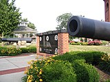 Memorial wall and twin cannons at Memorial Park in St. Marys, Ohio.