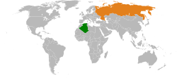 Map indicating locations of Algeria and Russia